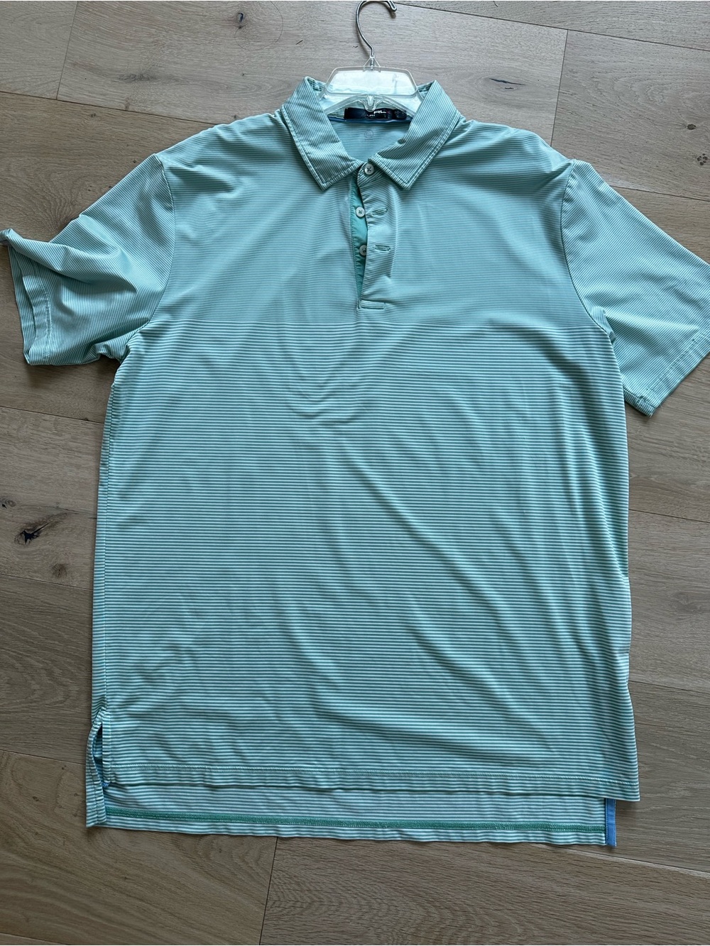 RLX Men's Light green striped Short Sleeve Polo - Breathable Performance